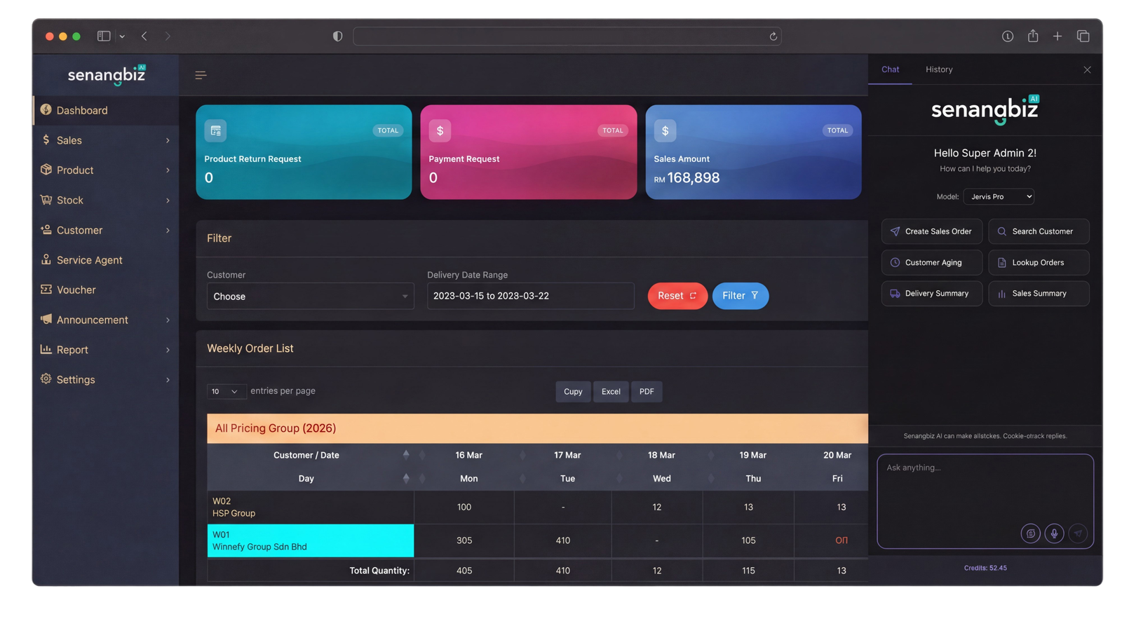 SenangBiz Ai chat panel